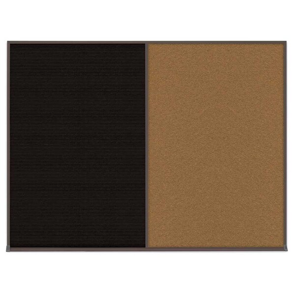 Triple Door Radius Corkboard, 72"X48", B, UV80055-BLACK-RUBBER